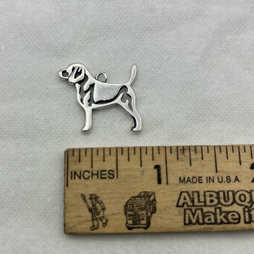 Sterling Silver Beagle Dog Charm Pendant For Pets Jewelry. Keychain, Necklace